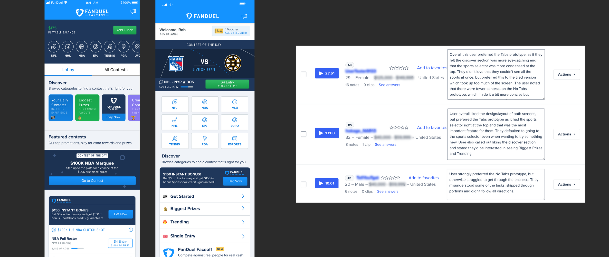  After honing in on and narrowing the UX options for each component, the team built prototypes we could put in front of users. I created a usability comparison study in UserTesting, and we ran it with a handful of beginner, intermediate, and expert D