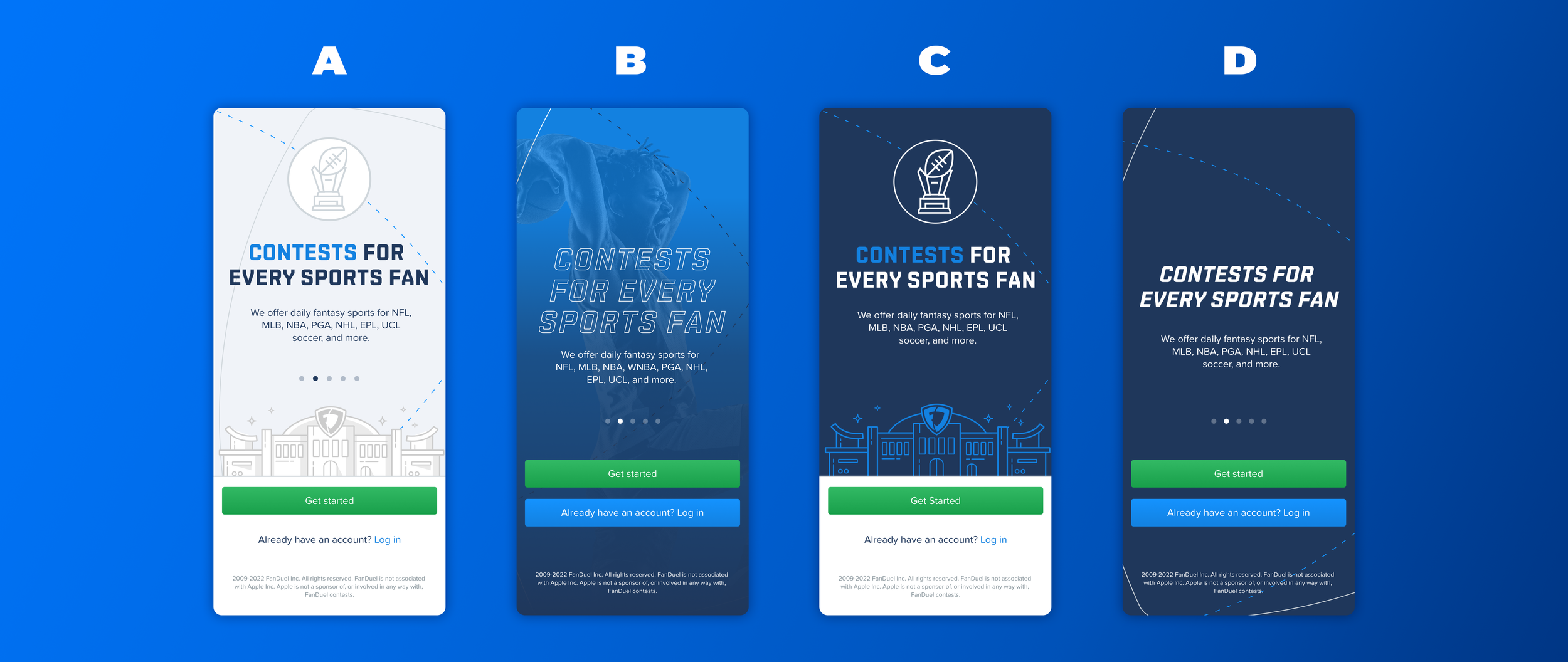  Once we landed on the user-preferred language style for the messaging of the key value props, we tested them against a varying set of visuals. This allowed us to narrow down the options to the screens that would provide the highest level of exciteme