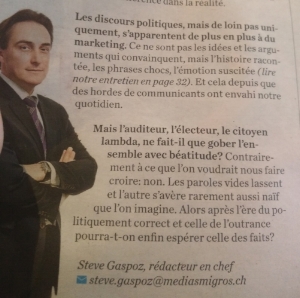 Même Migros Magazine s'est penché sur la question, juste avant d'intituler un article "Pour Constantin, un vrai Noël rime avec neige". 