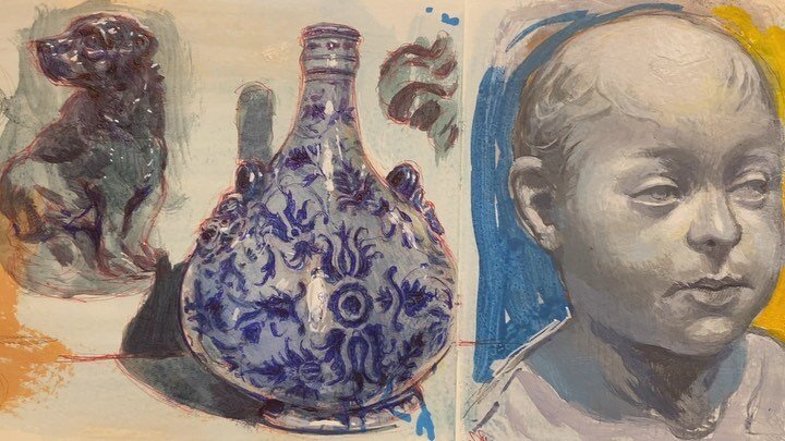 Here&rsquo;s another page from the ole&rsquo; sketchbook. I went to the @gettymuseum and documented some sculptures while I was there. It takes me back to my days as a student at @artcenteredu . We used to take day trips to the Norton Simon Museum fo