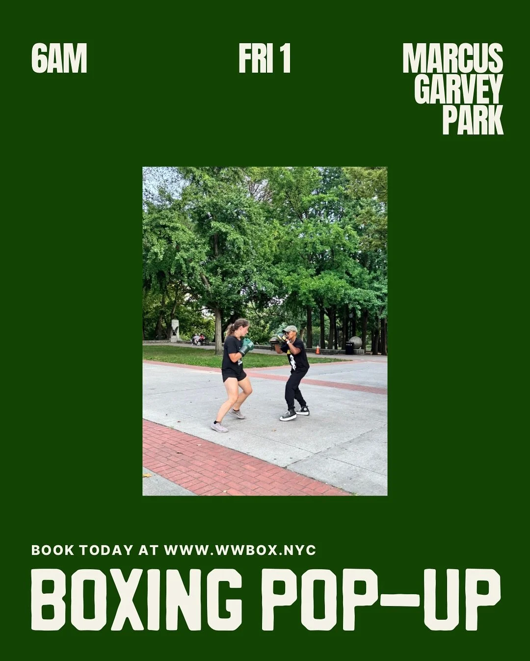 WE&rsquo;RE OUTSIDE ALL WEEKEND 🥊🌳🔥
Join us in the park for high-intensity outdoor boxing workouts&mdash;fast-paced mitt work, core training, and fighter conditioning.
No bags. No fluff. Just real boxing in fresh air with real ones.
 🥊BYO: Gloves