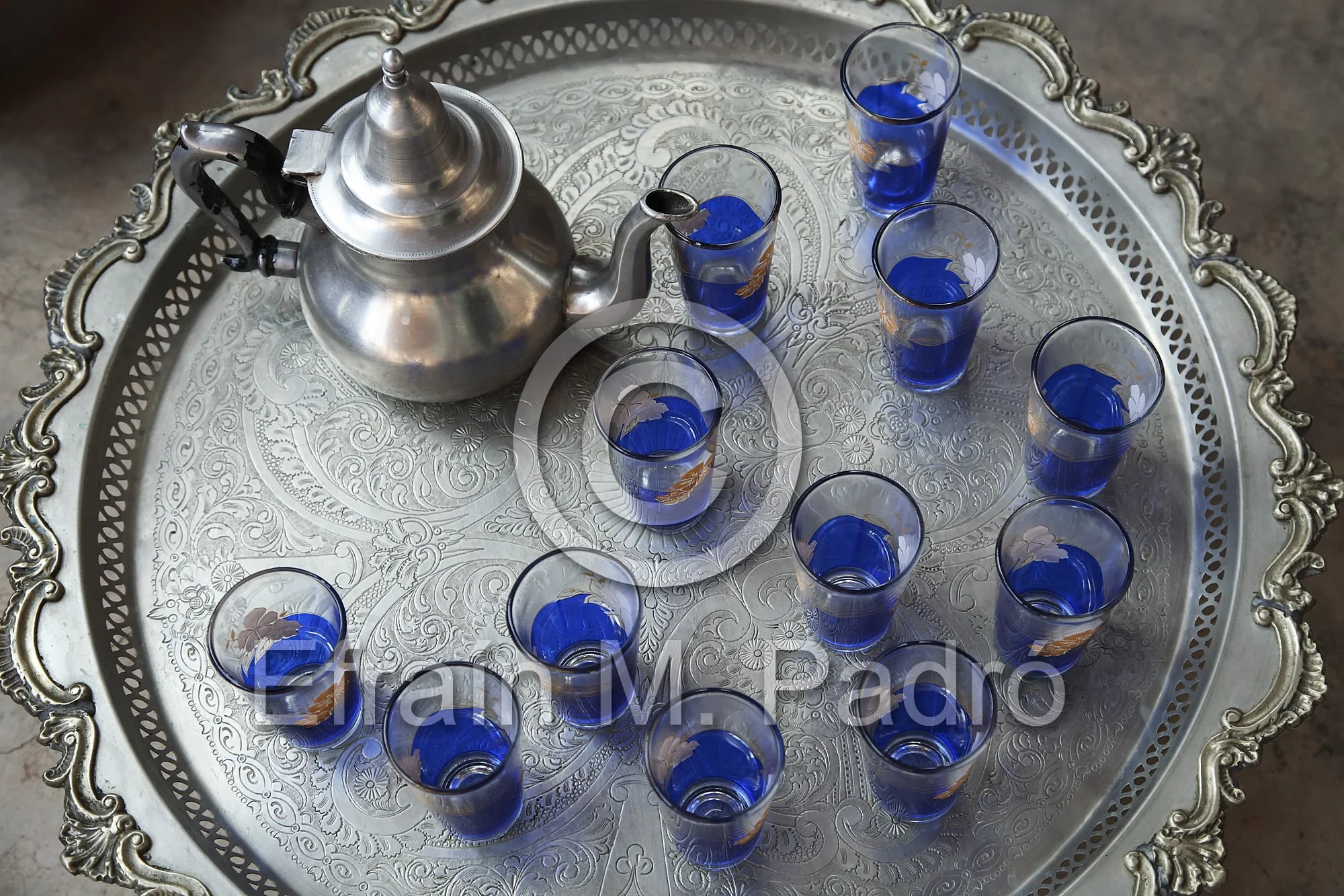 Mint tea service, Berber village of Taourirte, Atlas Mountains, Morocco