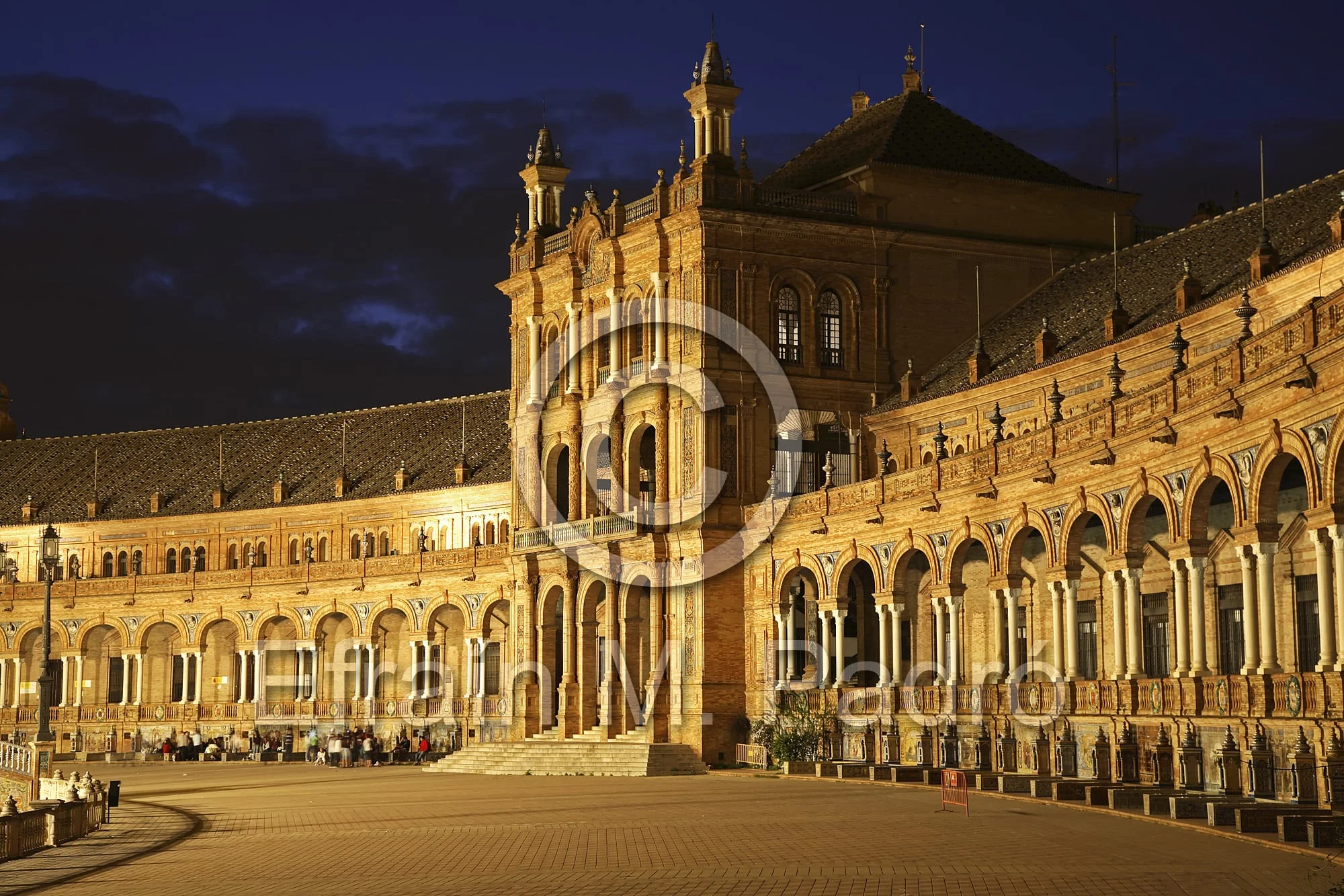 Plaza de España at twilight, Seville, Spain