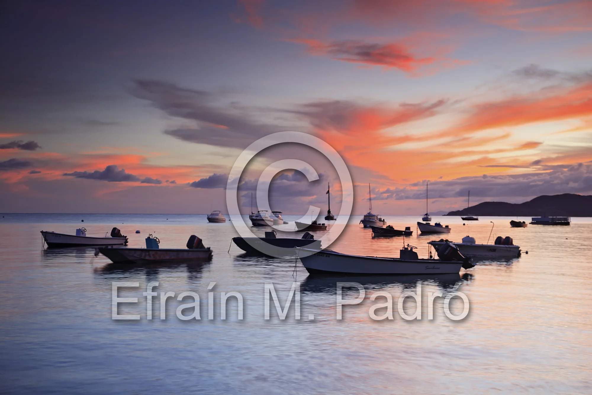 Fishing boats at sunset, Esperanza, Vieques, Puerto Rico