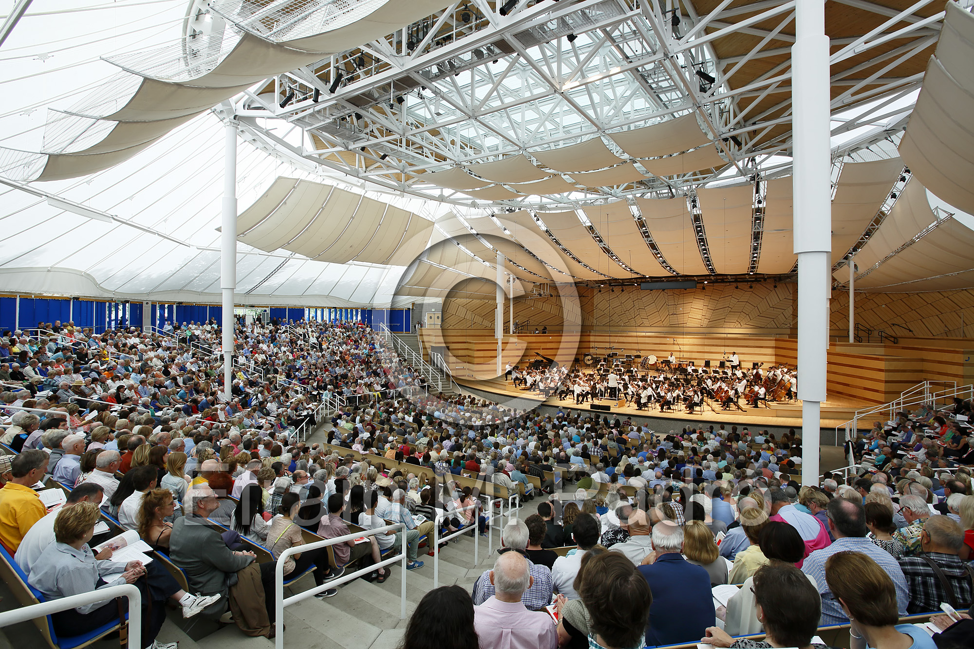 Aspen Festival Orchestra and crowd, Benedict Tent, Aspen Music Festival, Aspen, Colorado