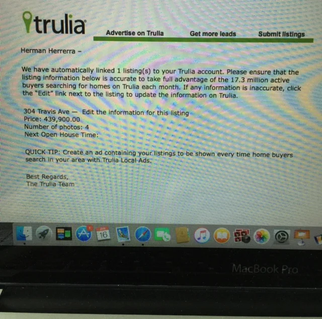 Copy of the email Trulia sent me. Thank you Trulia...but this listing closed almost 6 years ago!!!