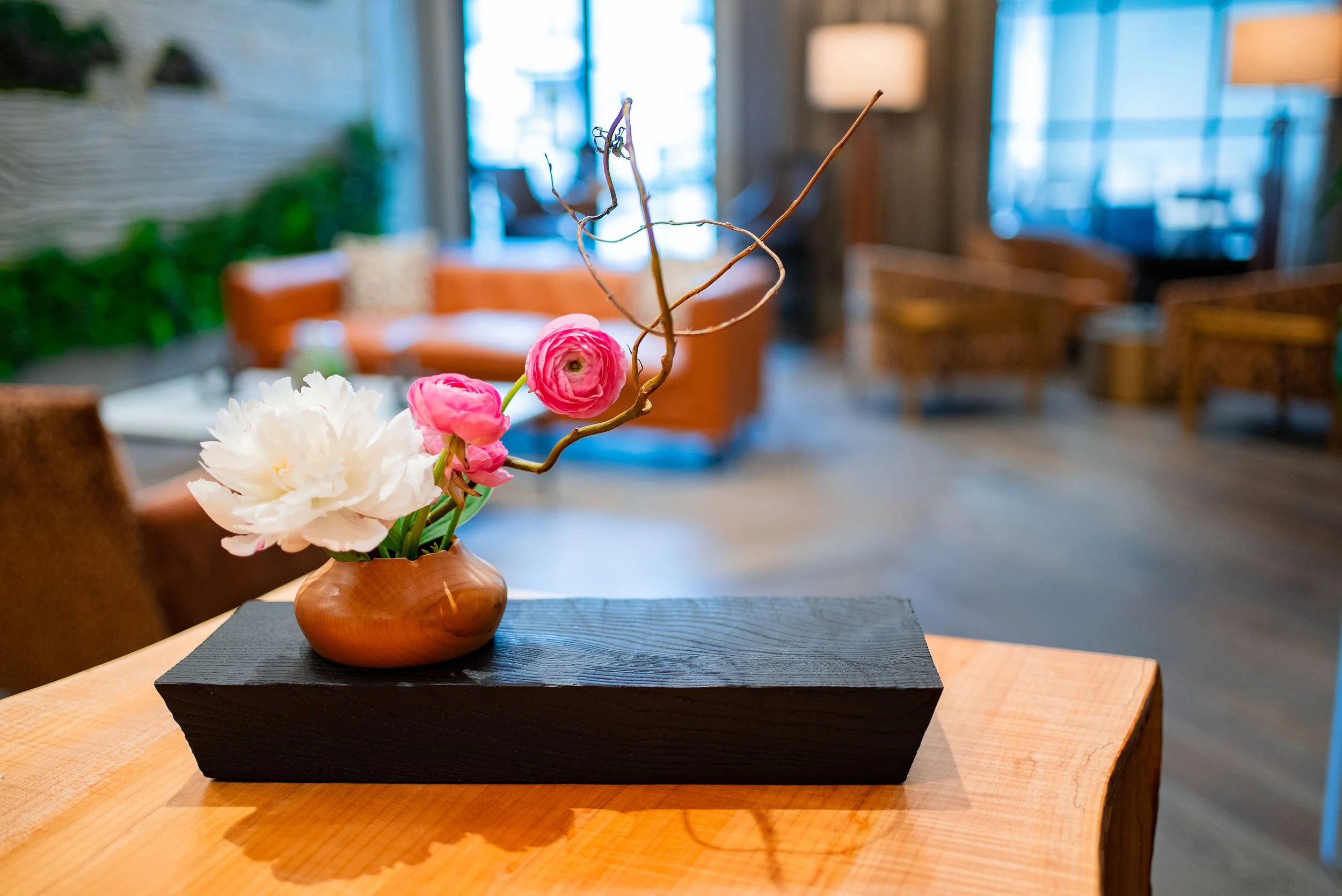 Ikebana Shaped Flower Arrangement
