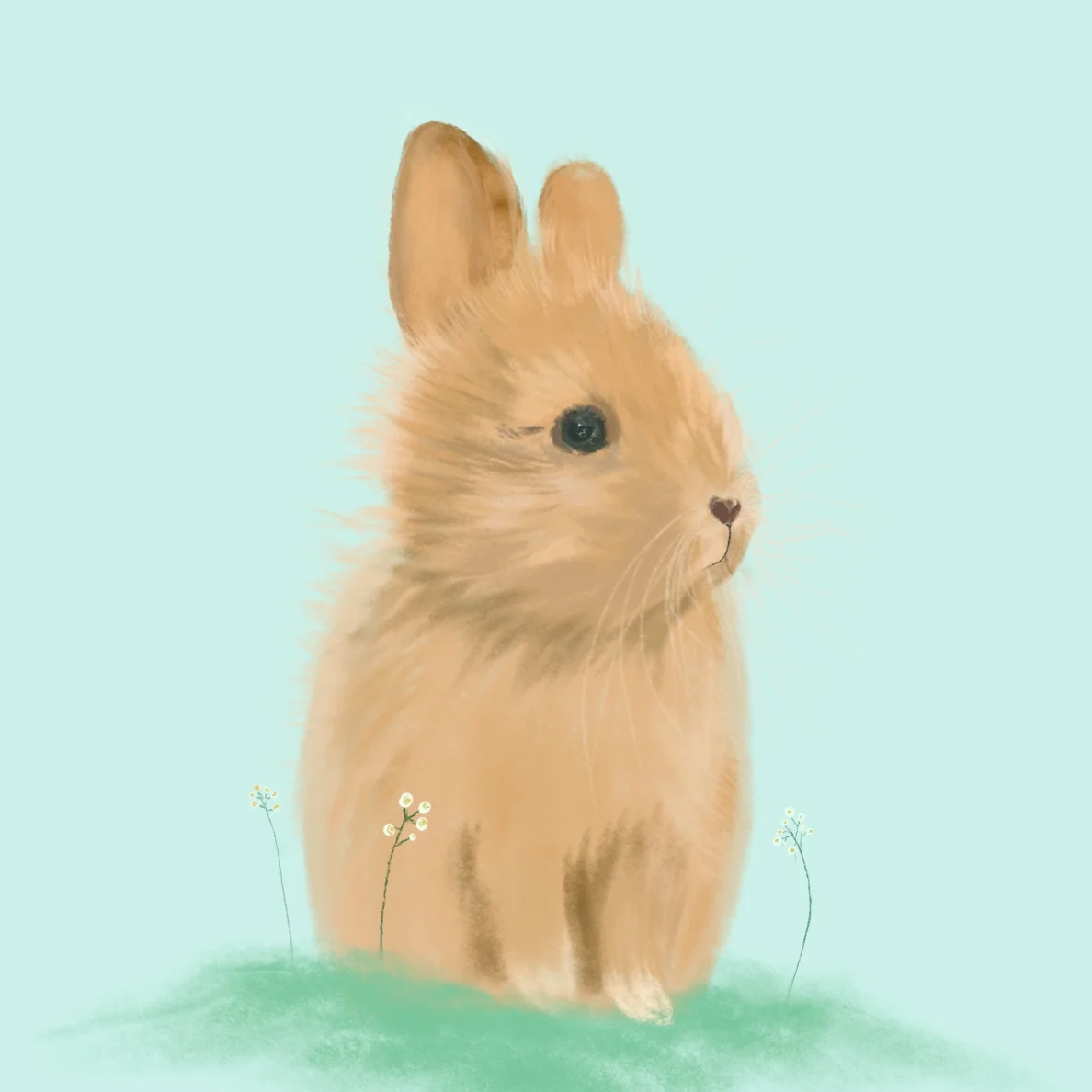 Fluff bunny Commissioned art for baby nursery