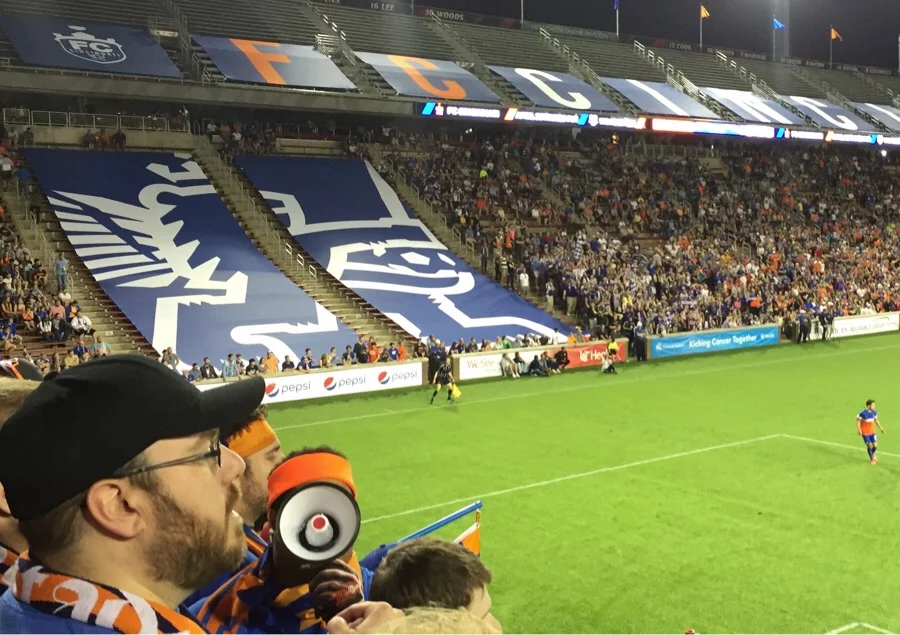 The section to the right of the lion featured a bottom half full of Lou City fans who made the trip up. Respect to Boston who kept waving his FCC flag in his season ticket seats that were invaded by visitors. 
