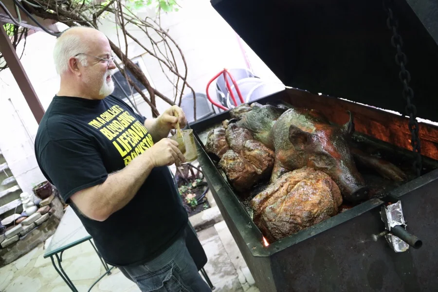 Pig roast at Mecklemburg Gardens.