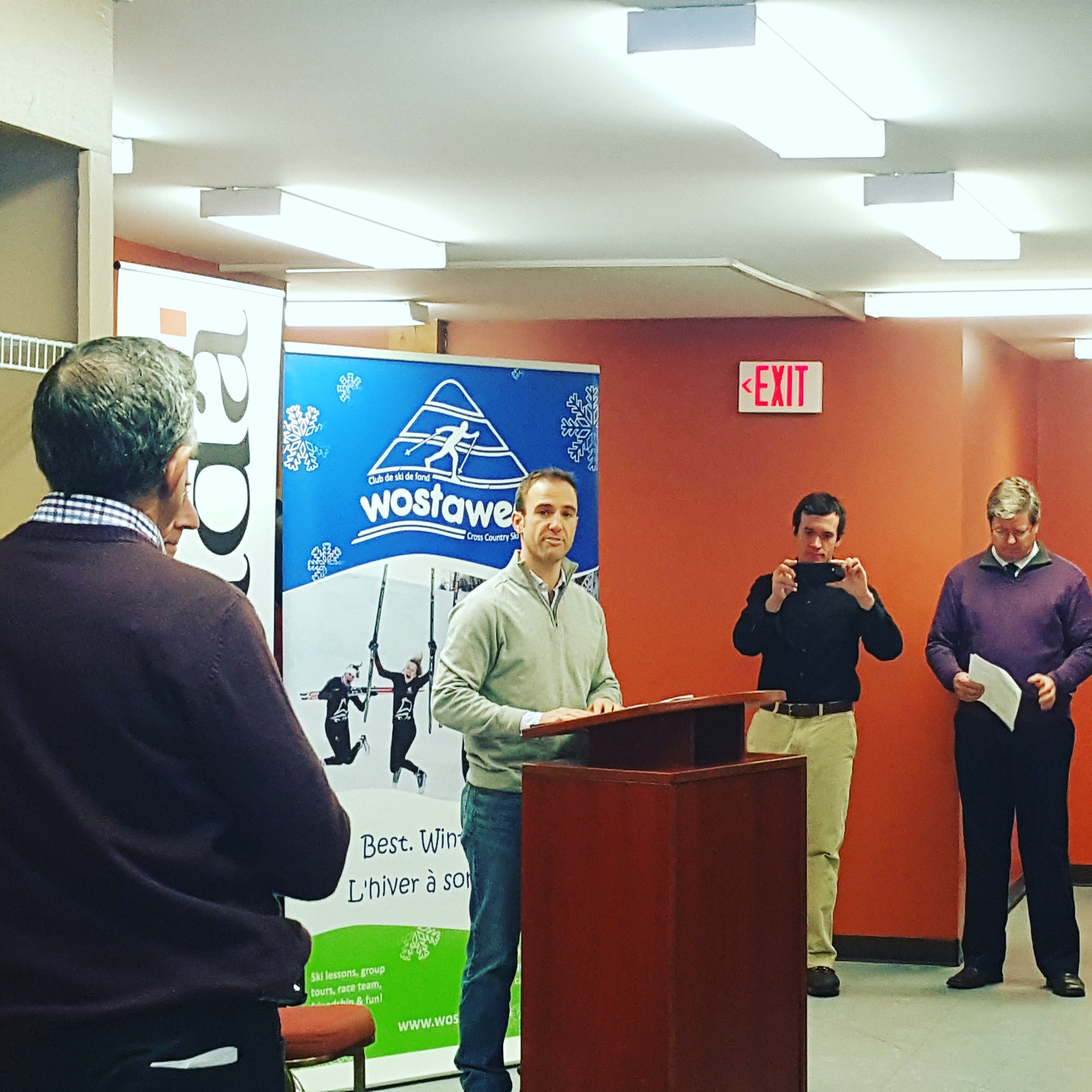 MP Matt DeCourcey announcing funding for Killarney Lake ski trails