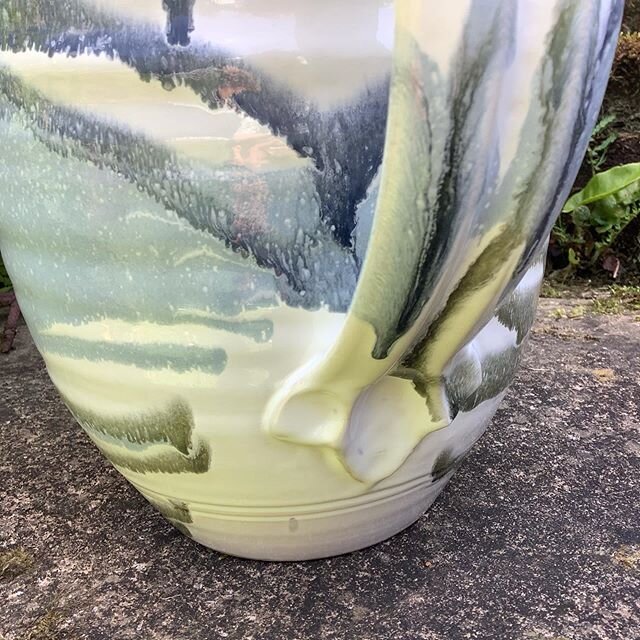 Sometimes I can be happy with a small part of a pot! #pottery #ceramics #potteryjug #handmade #handthrownpottery #jug #pulledhandle #glazerunshappen #jughandle #madeinnorfolk #norfolkpottery