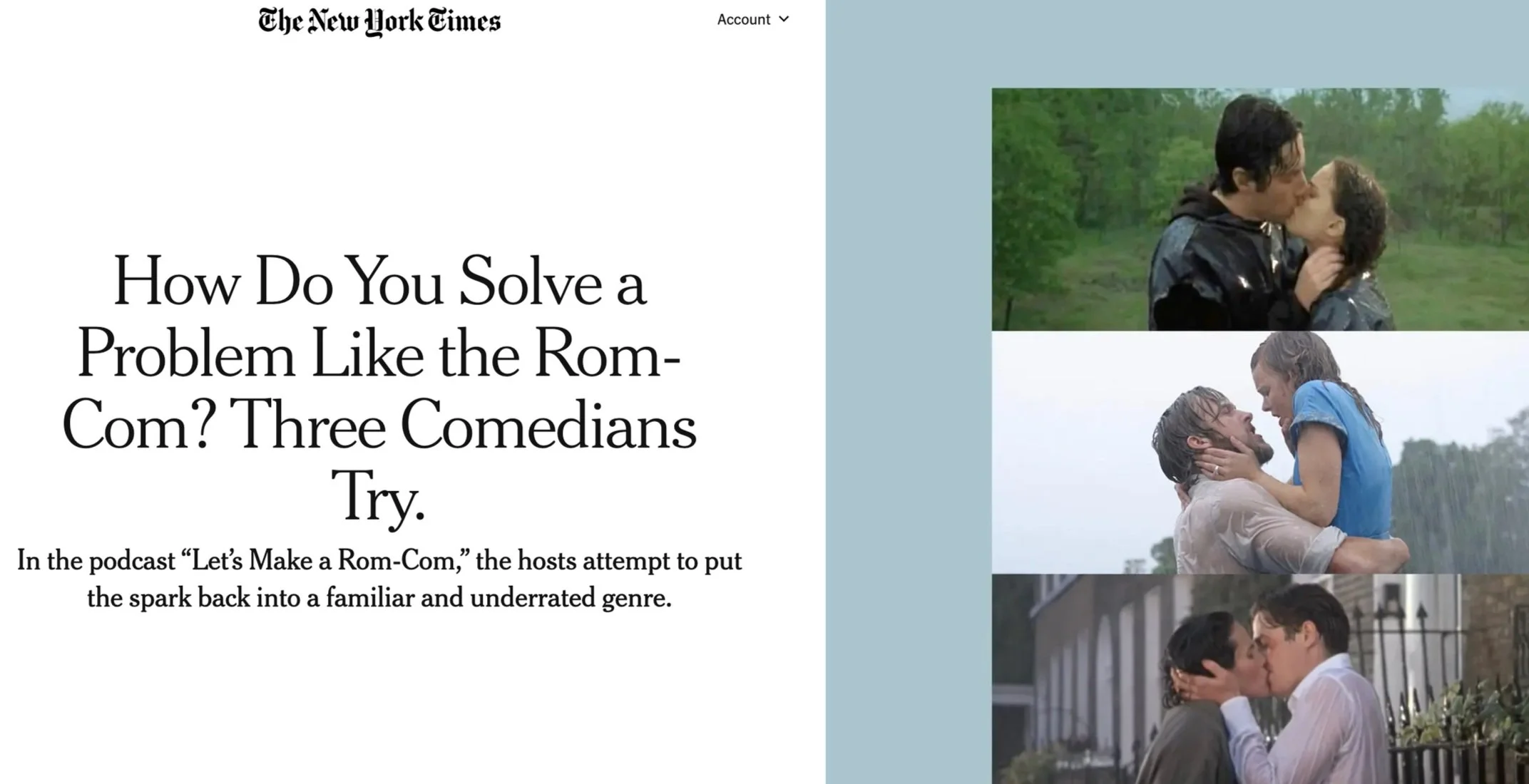 THE NEW YORK TIMES: How Do You Solve a Problem Like the Rom-Com? Three Comedians Try. 
