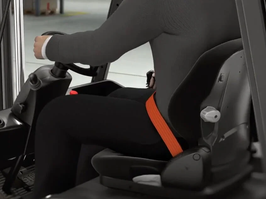 Orange Belt Safety Seat Belt (Linde Forklift Pictured)