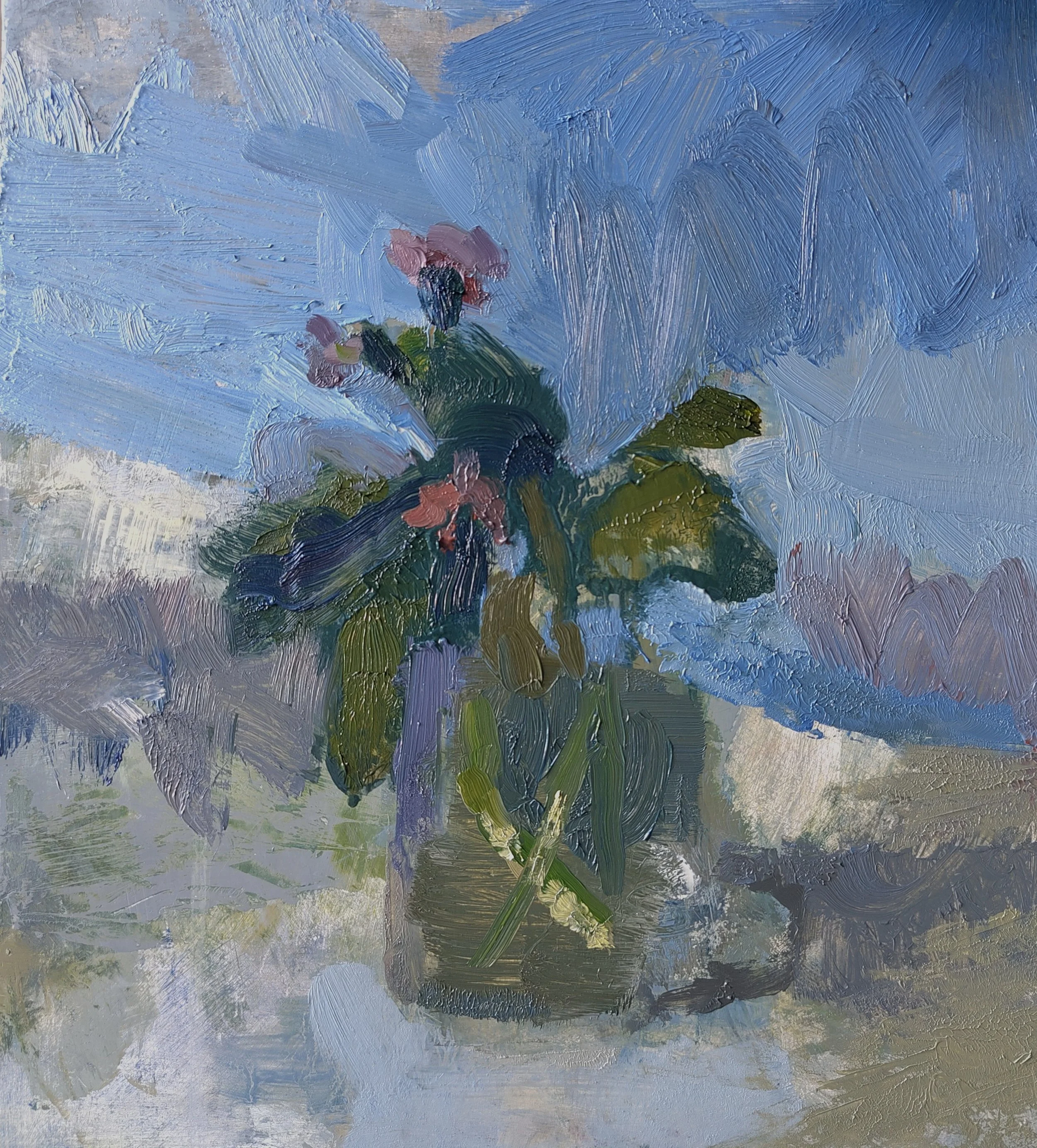 Blue Fabric with Flowers