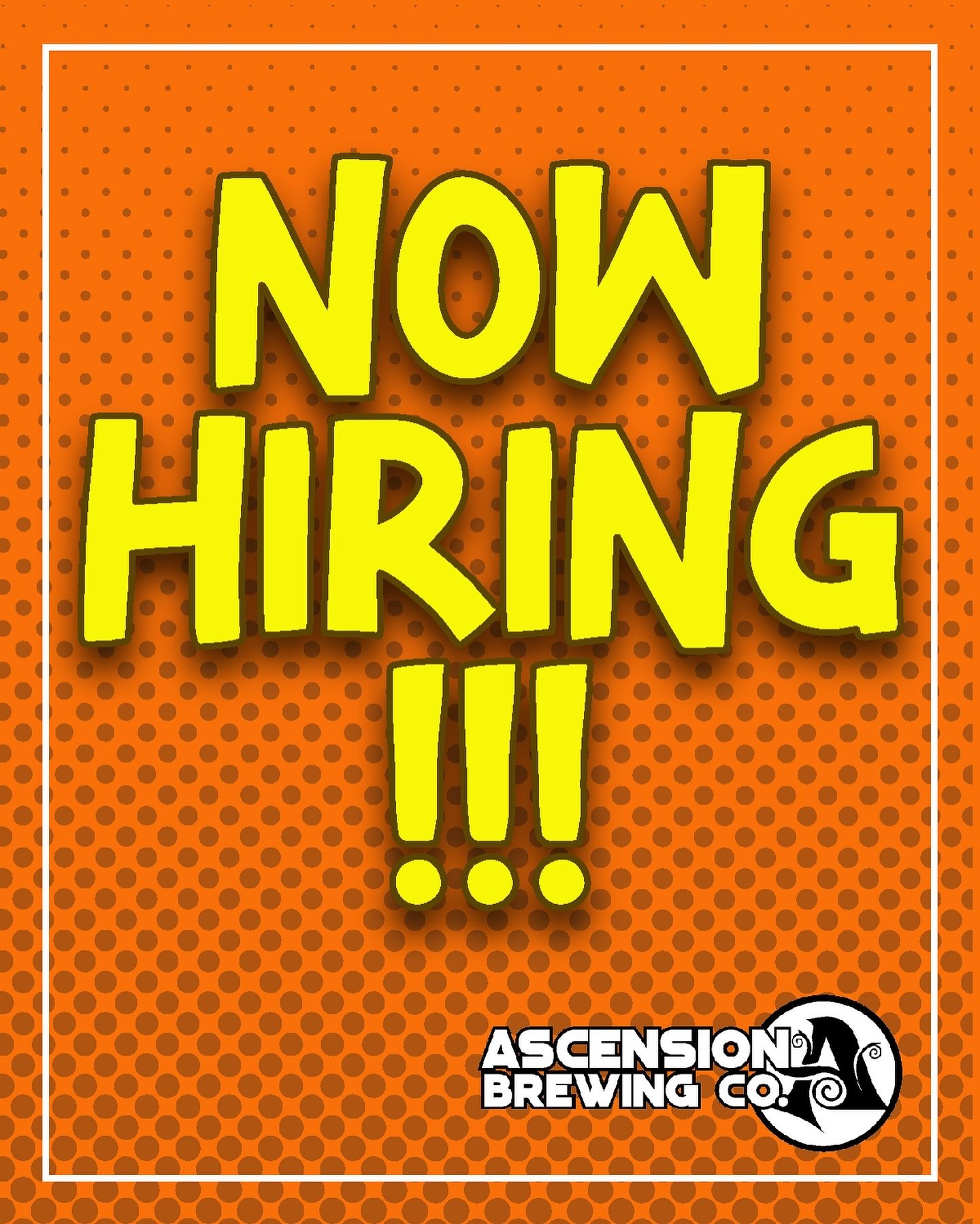 We&rsquo;ve got a couple of rare openings here in our taproom! Click the link in our Bio or visit https://ascension.beer/careers for position descriptions and to submit your application! 

We&rsquo;re looking for a qualified Server/Bartender as well 