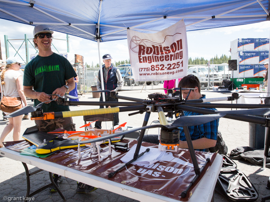 Michael Detwiler of Robison Engineering shows off his massive octa-copter. Photo: Grant Kaye