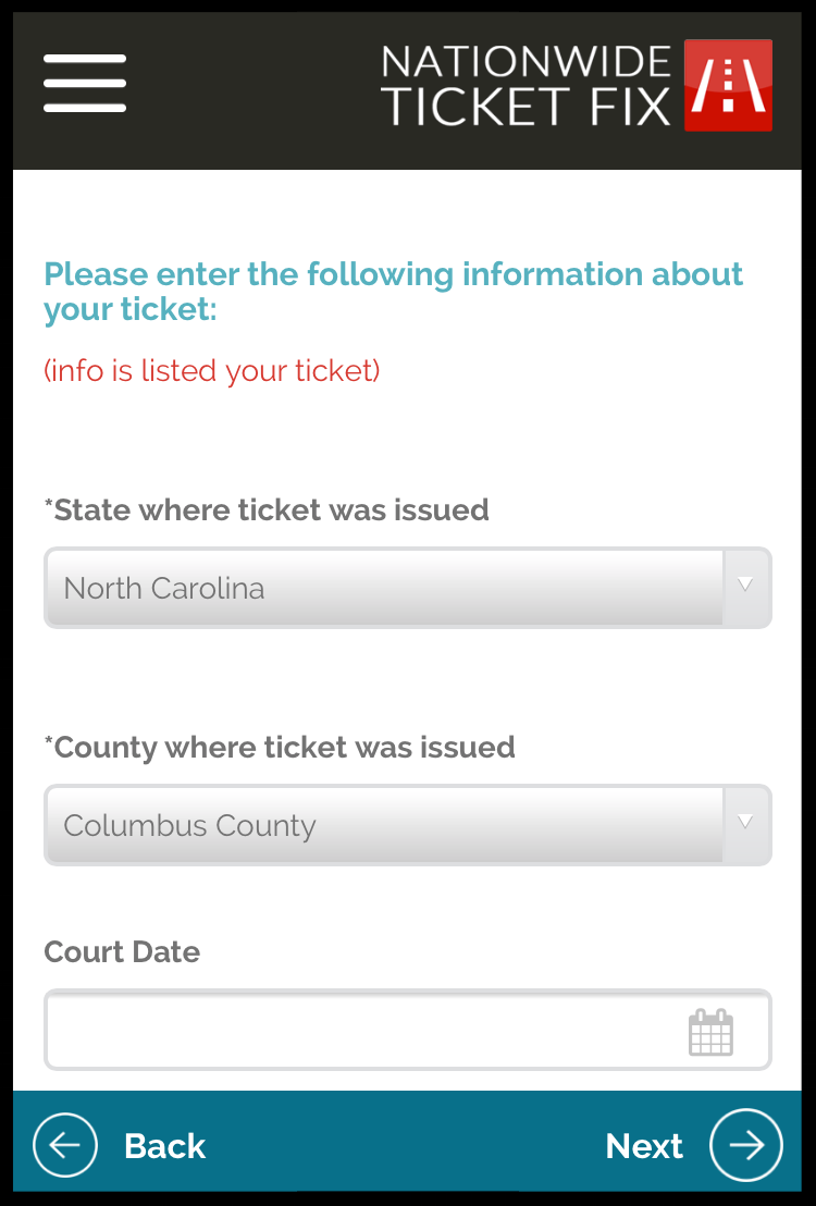2. ENTER TICKET LOCATION