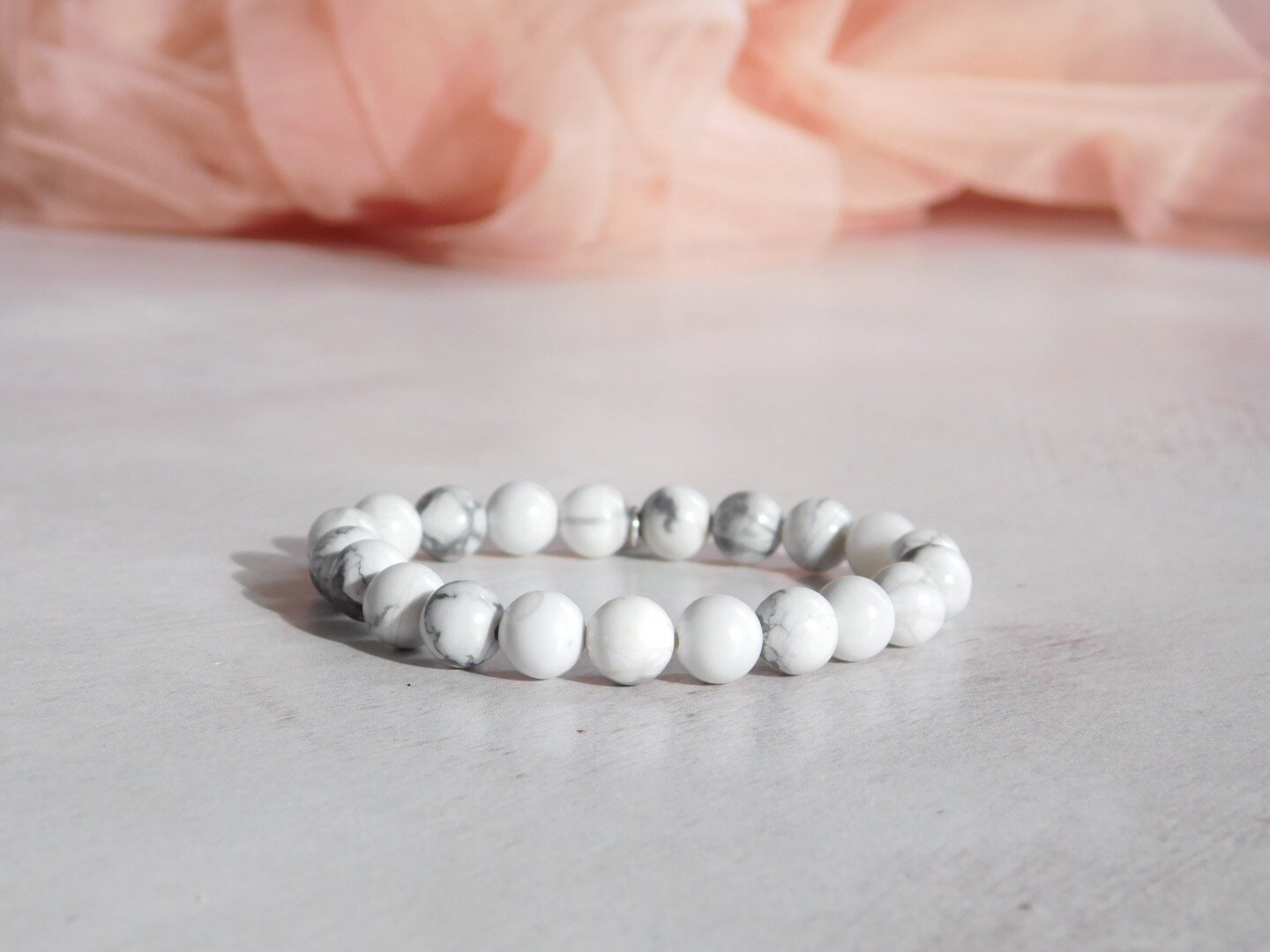 Howlite gemstone stretch stacking bracelet
