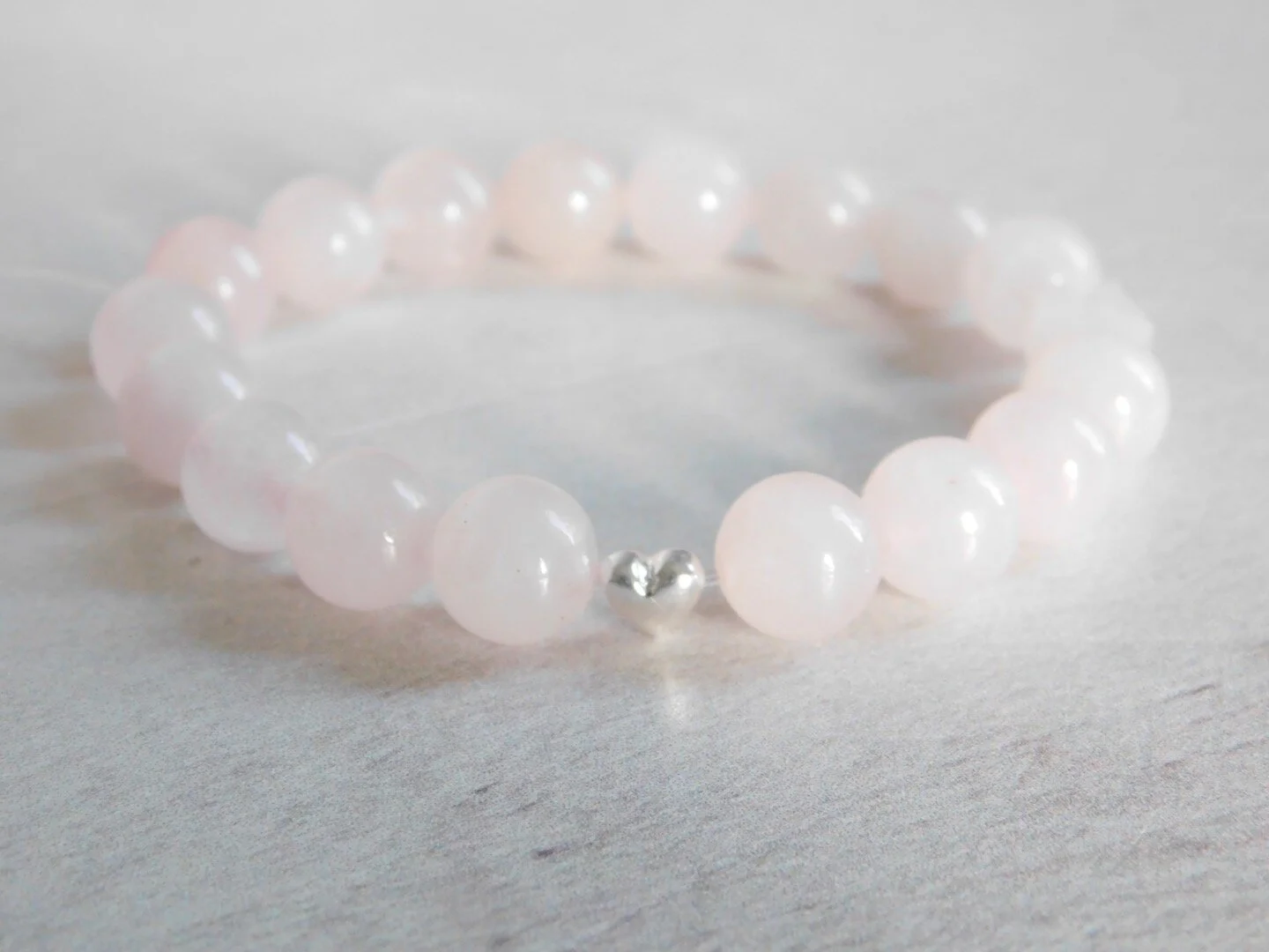 Gemstone stretch stacking bracelet with sterling silver heart