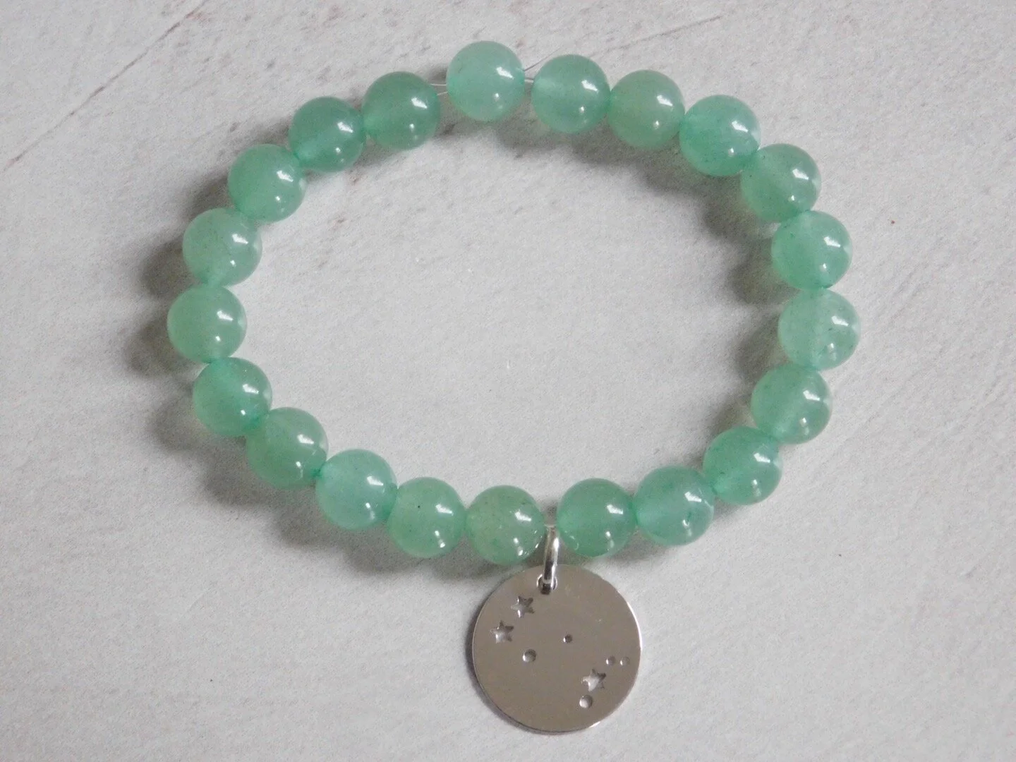 Gemstone zodiac charm stretch stacking bracelet