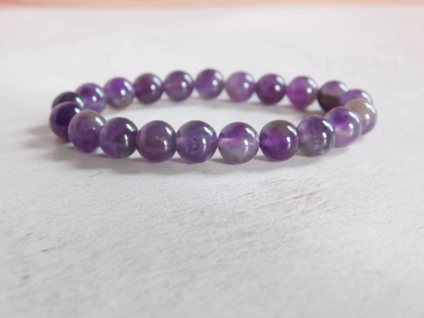 Amethyst gemstone stretch stacking bracelet