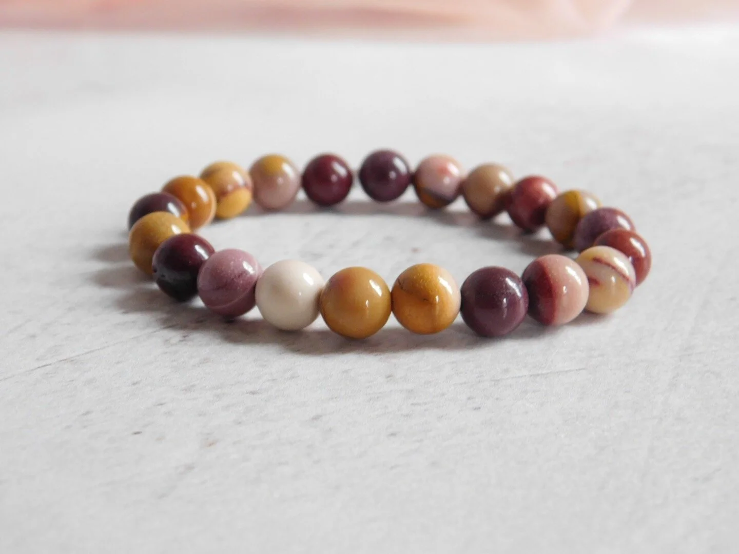 Mookaite gemstone stretch stacking bracelet