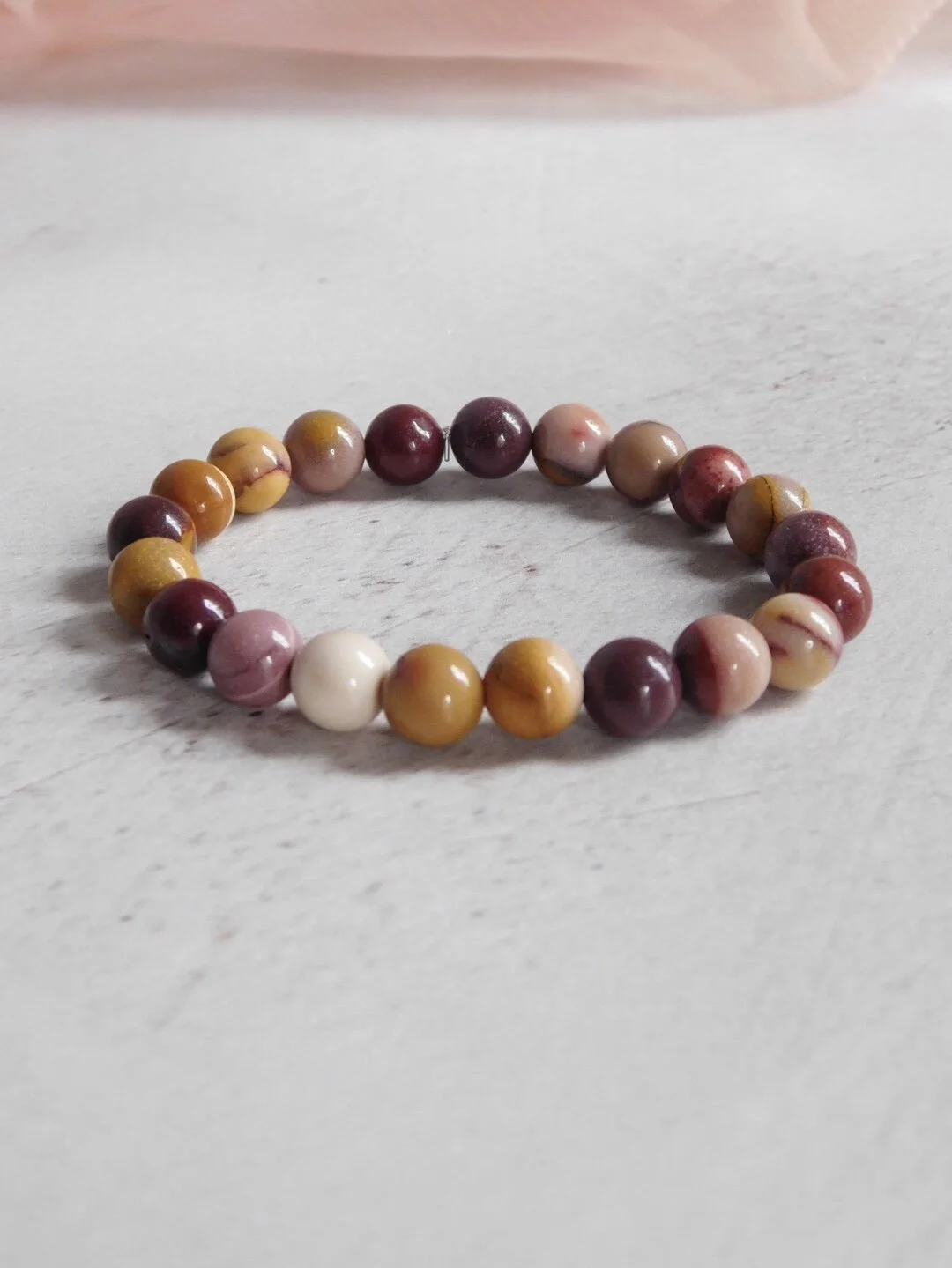 Mookaite gemstone stretch stacking bracelet