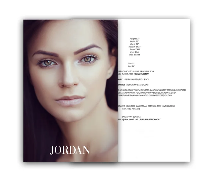 8x10 actor headshot reproduction with resume
