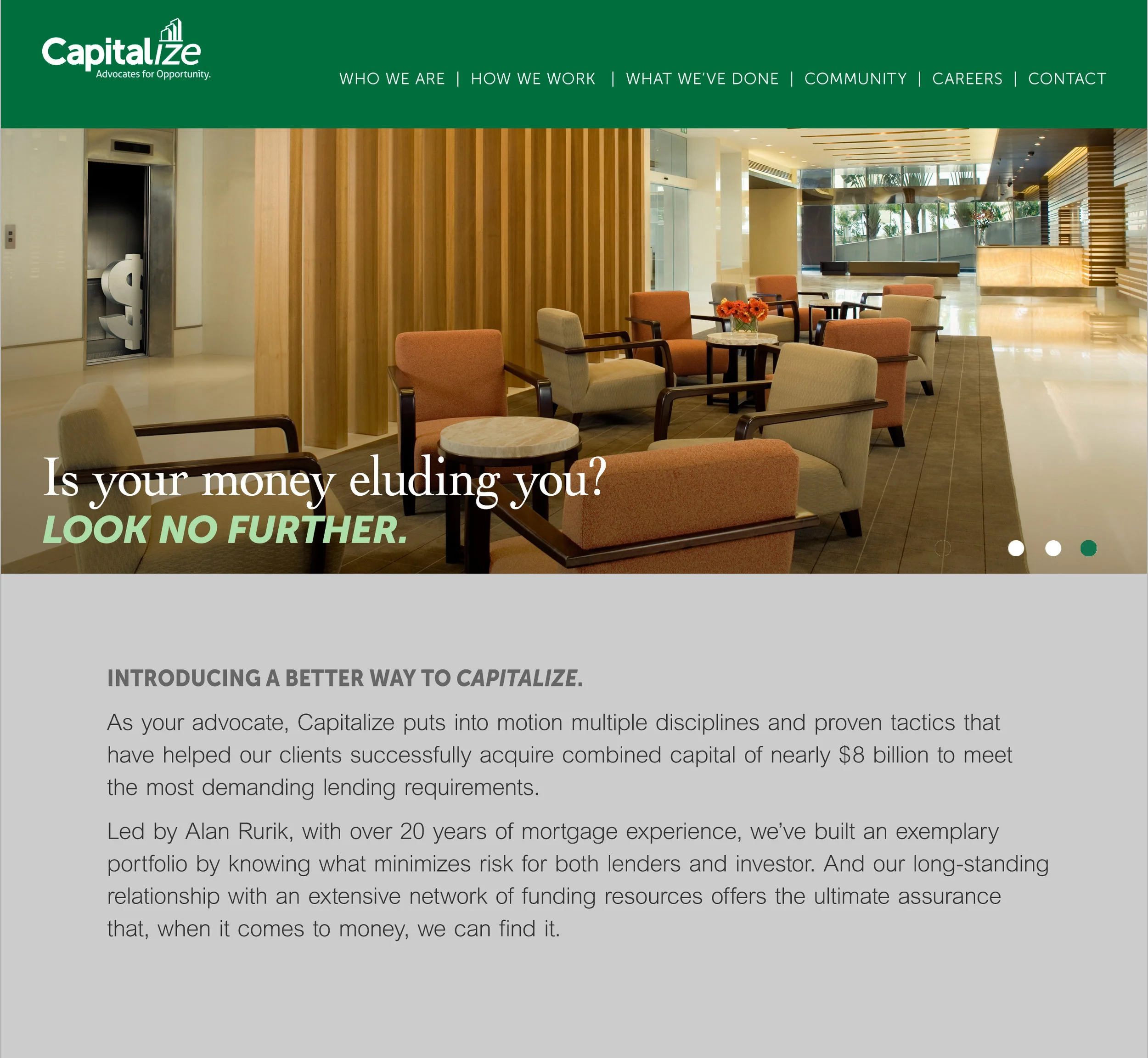 “Find the Money” Rebranding Website - Capitalize