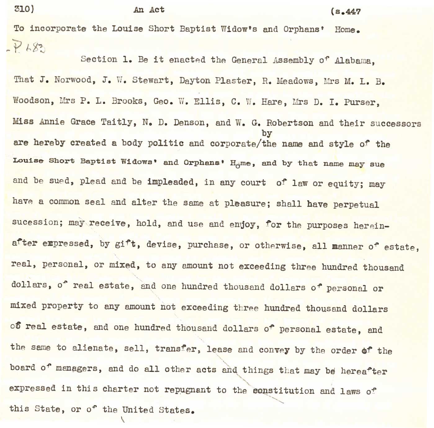 Original charter from 1891