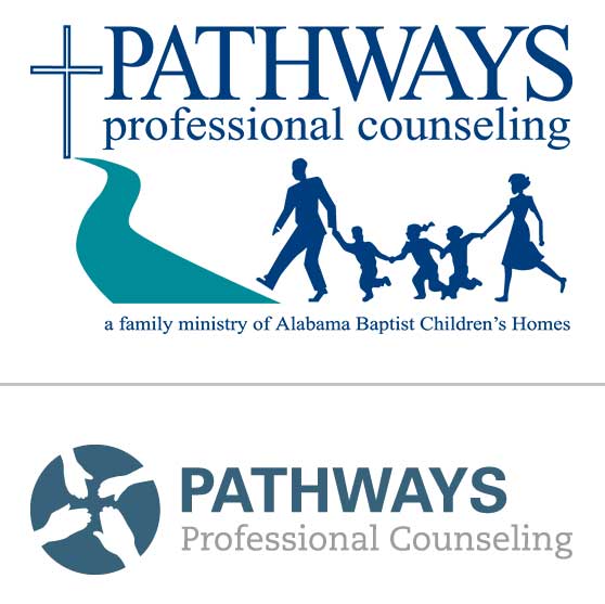 The original Pathways logo (top) and the new logo under the ministry's recent re-brand