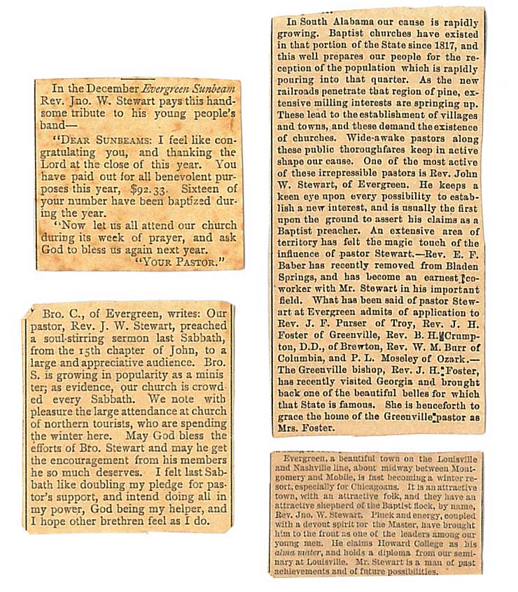 Newspaper clippings about Rev. Stewart