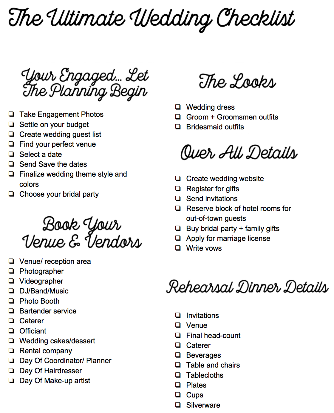 wedding website checklist free wedding checklist