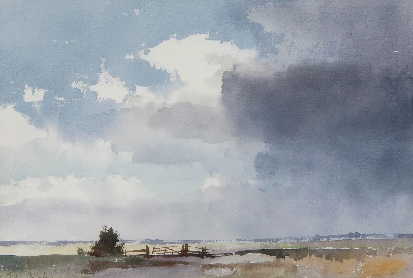 Edward Seago, Marsh and Sky, Watercolor, 14 x 20 in.jpeg