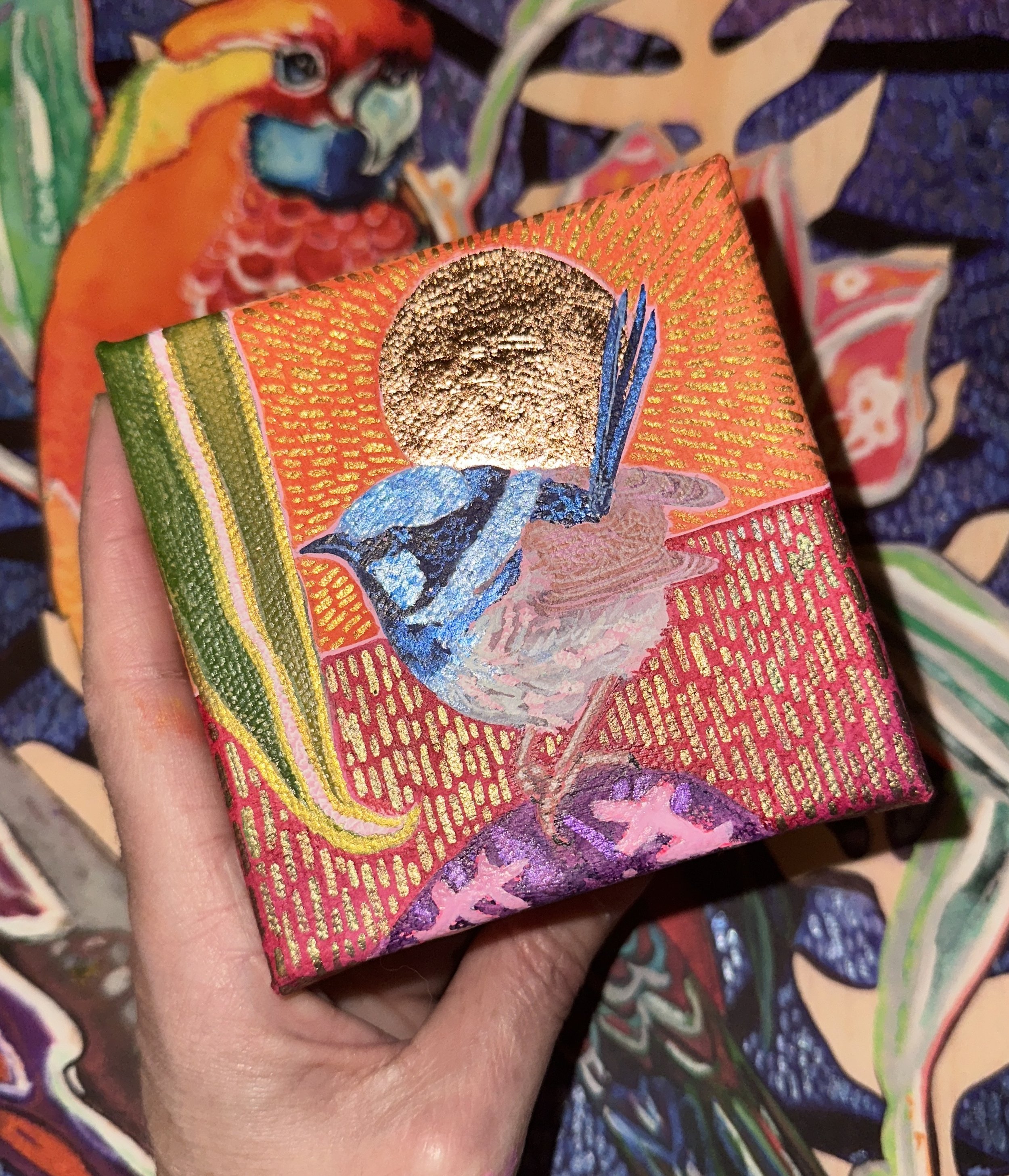 Mr Blue Under A Yang Sun - 10cm x 10cm - $180