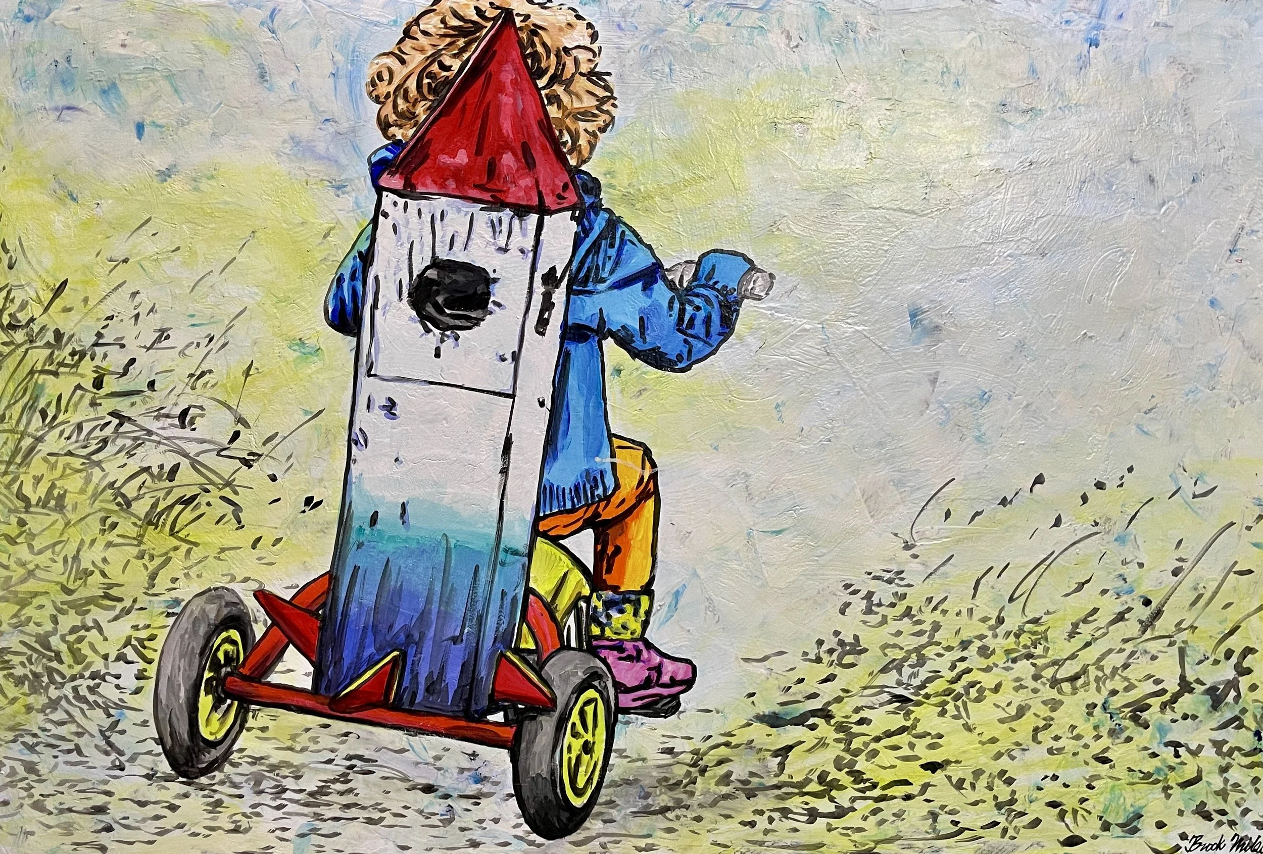 Rocket Ship Bike - 152cm x 101cm - $1,100