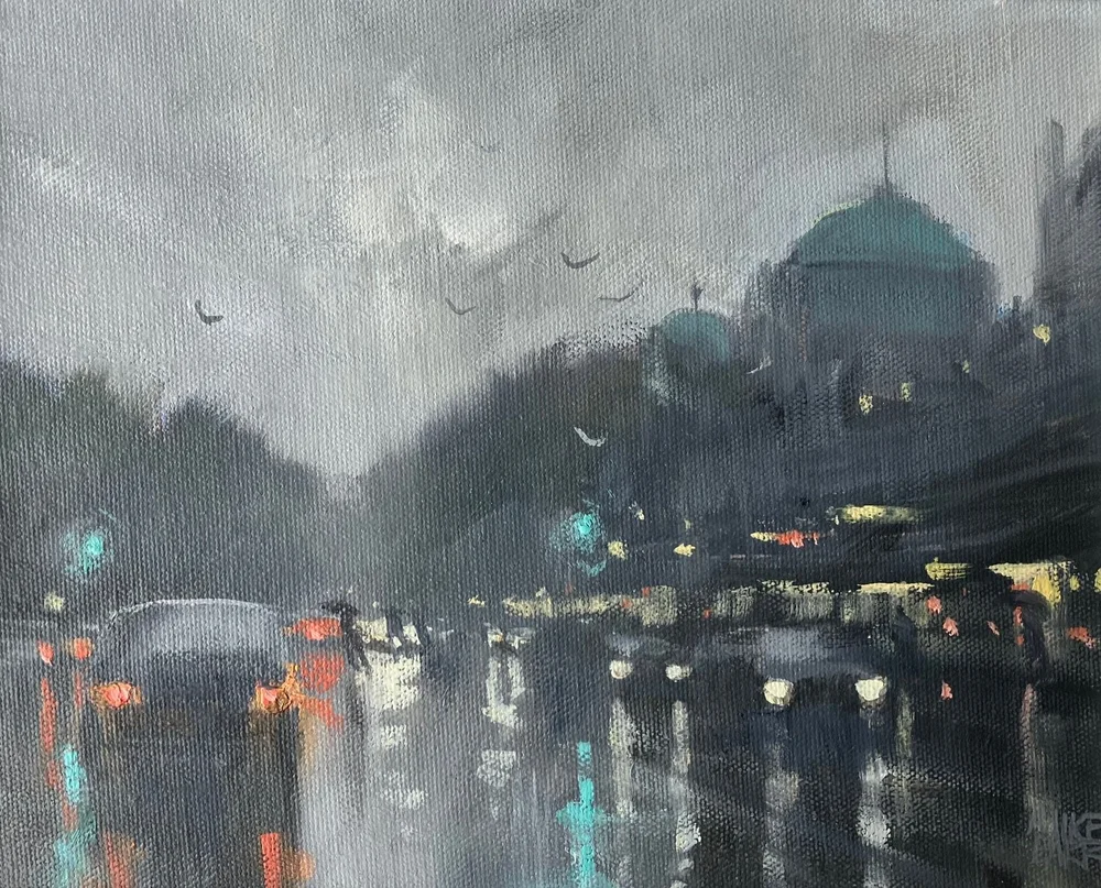 O'Connell Street Rain - 31cm x 25cm - $395