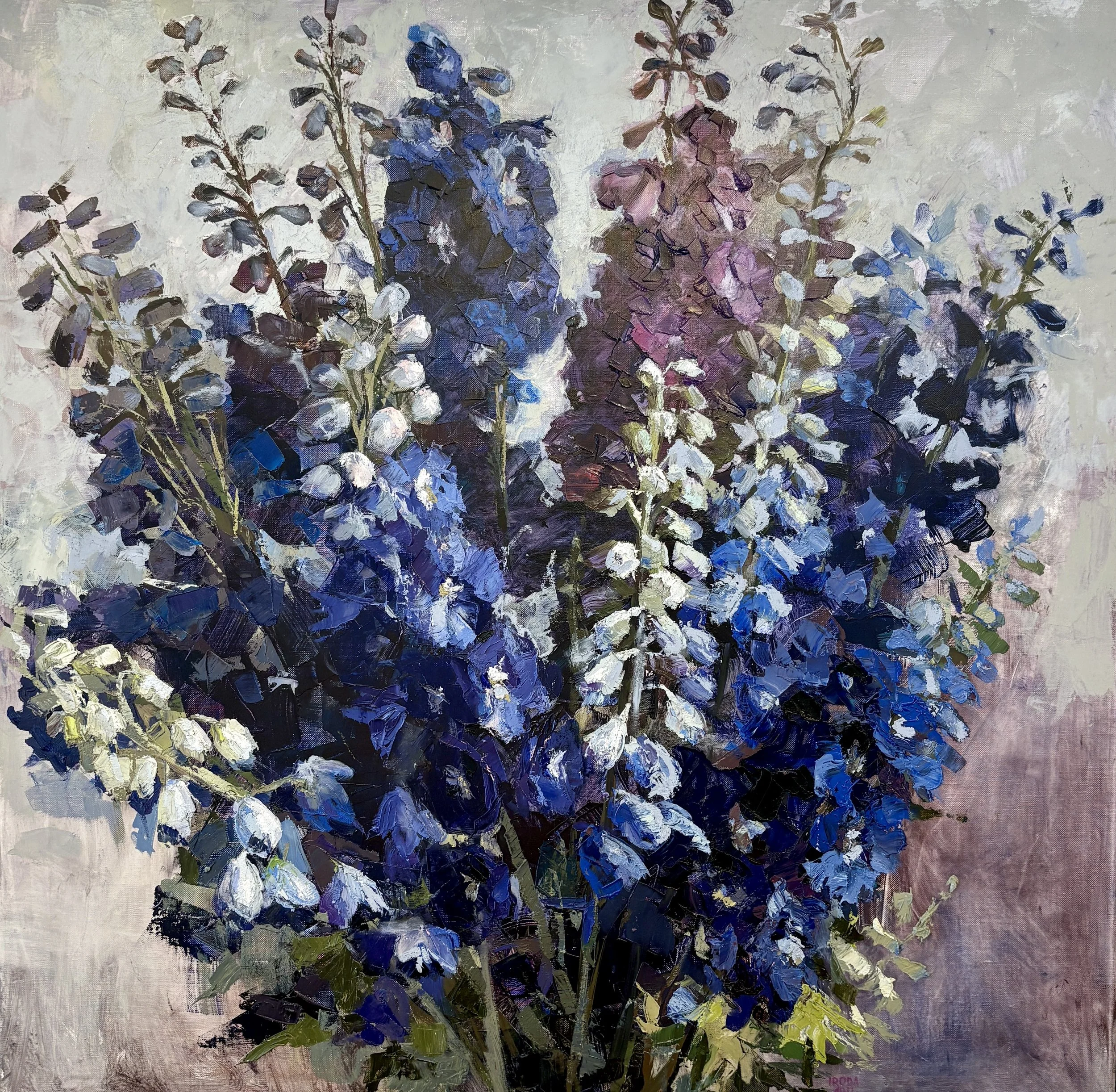 Delpheniums - 93cm x 93cm - $2,850