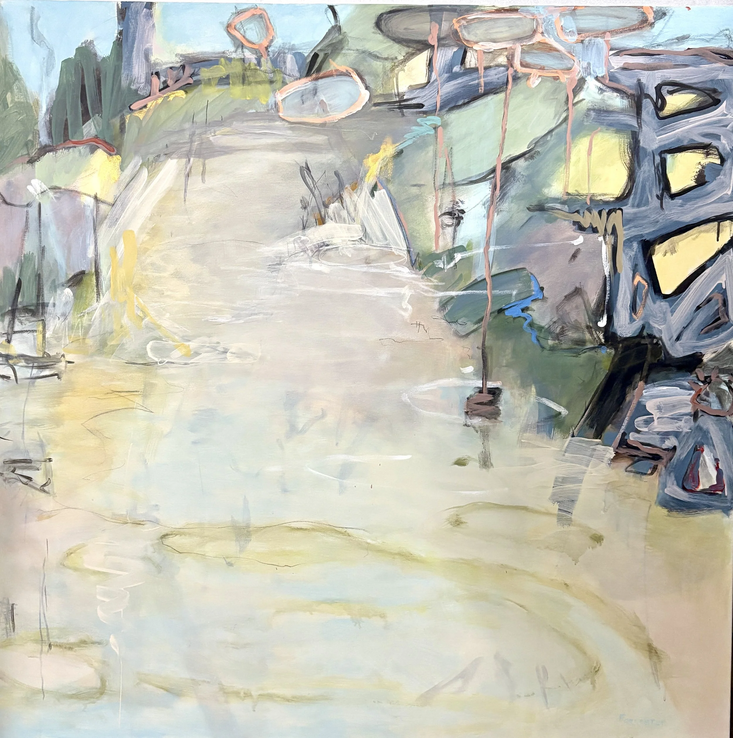 In The Tinny Down Ral Ral Creek - 122cm x 122cm - $1,500