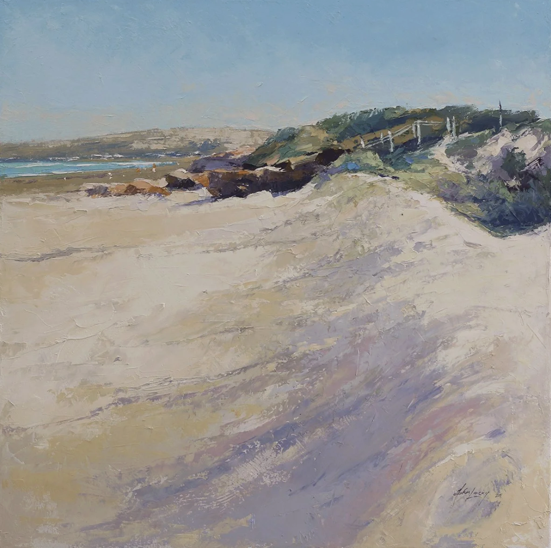 FREE TIMBER FLOAT FRAME - added to each full price oil painting - Towards Middleton 2 - 53 cm x 53 cm - $1,800 - Oil on canvas