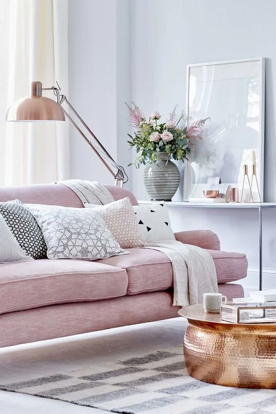 baby pink sofa