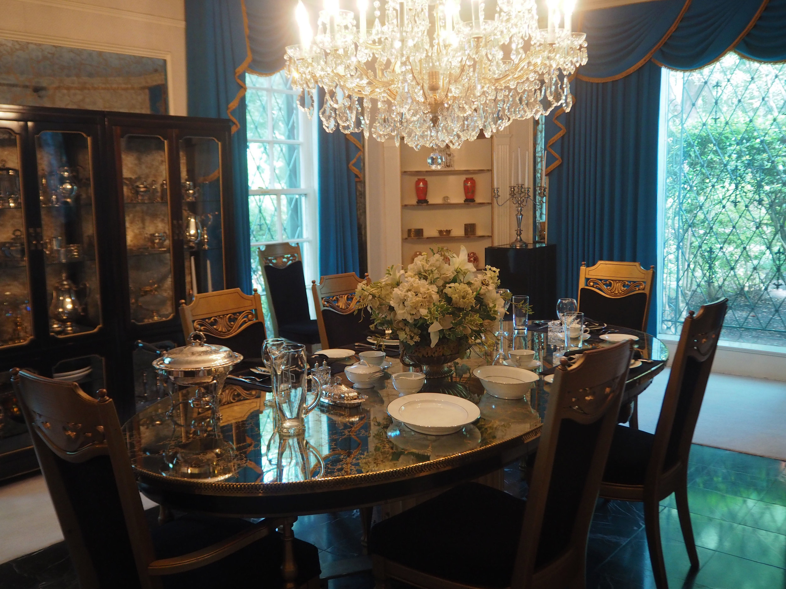 The grand dining room inside Elvis Presley's Graceland. To see more pics, click on the photo. 