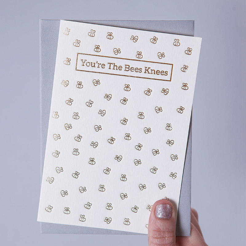 Hand Pressed Bees Knees Card £3