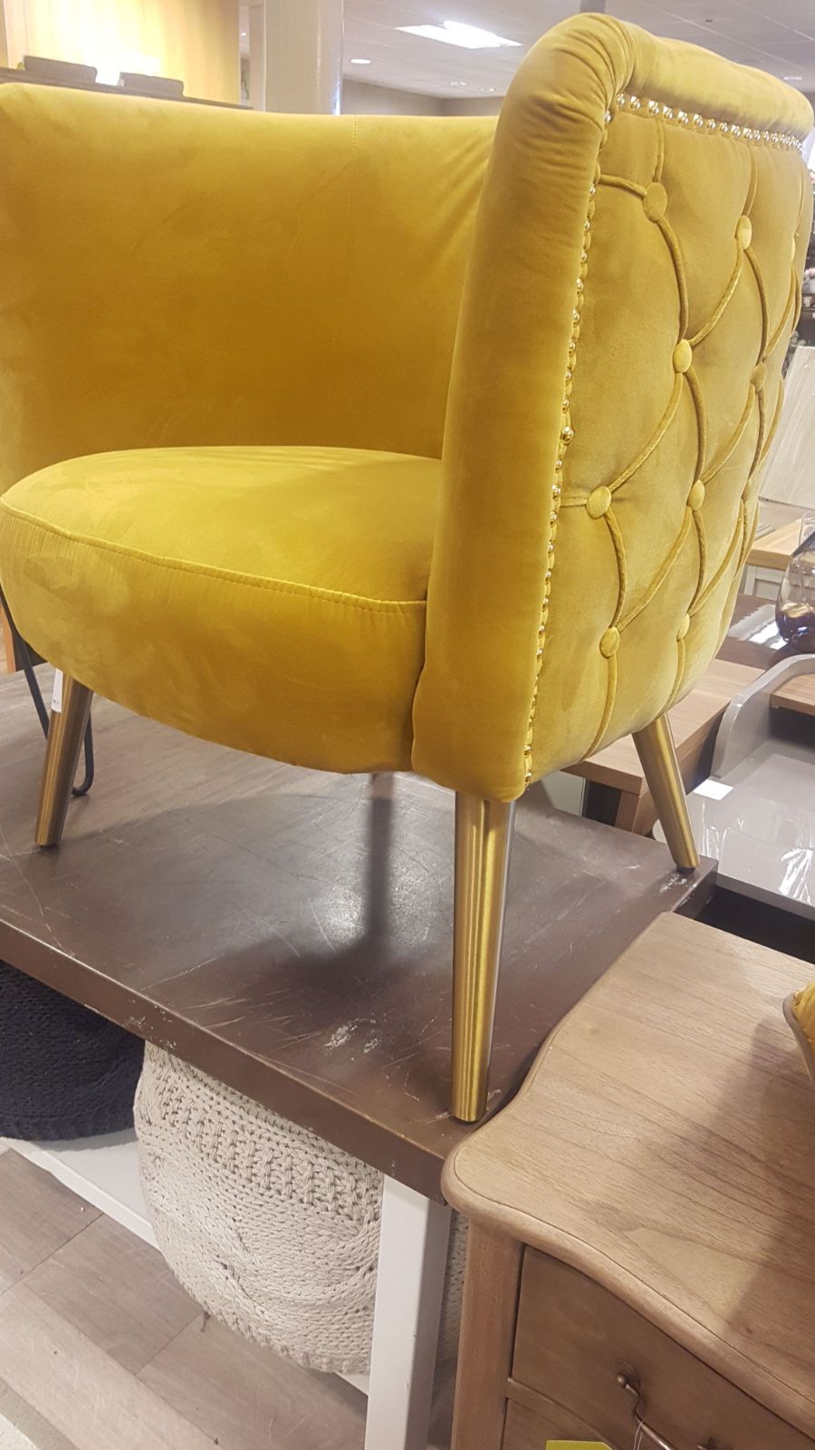 Homesense mustard velvet chair 