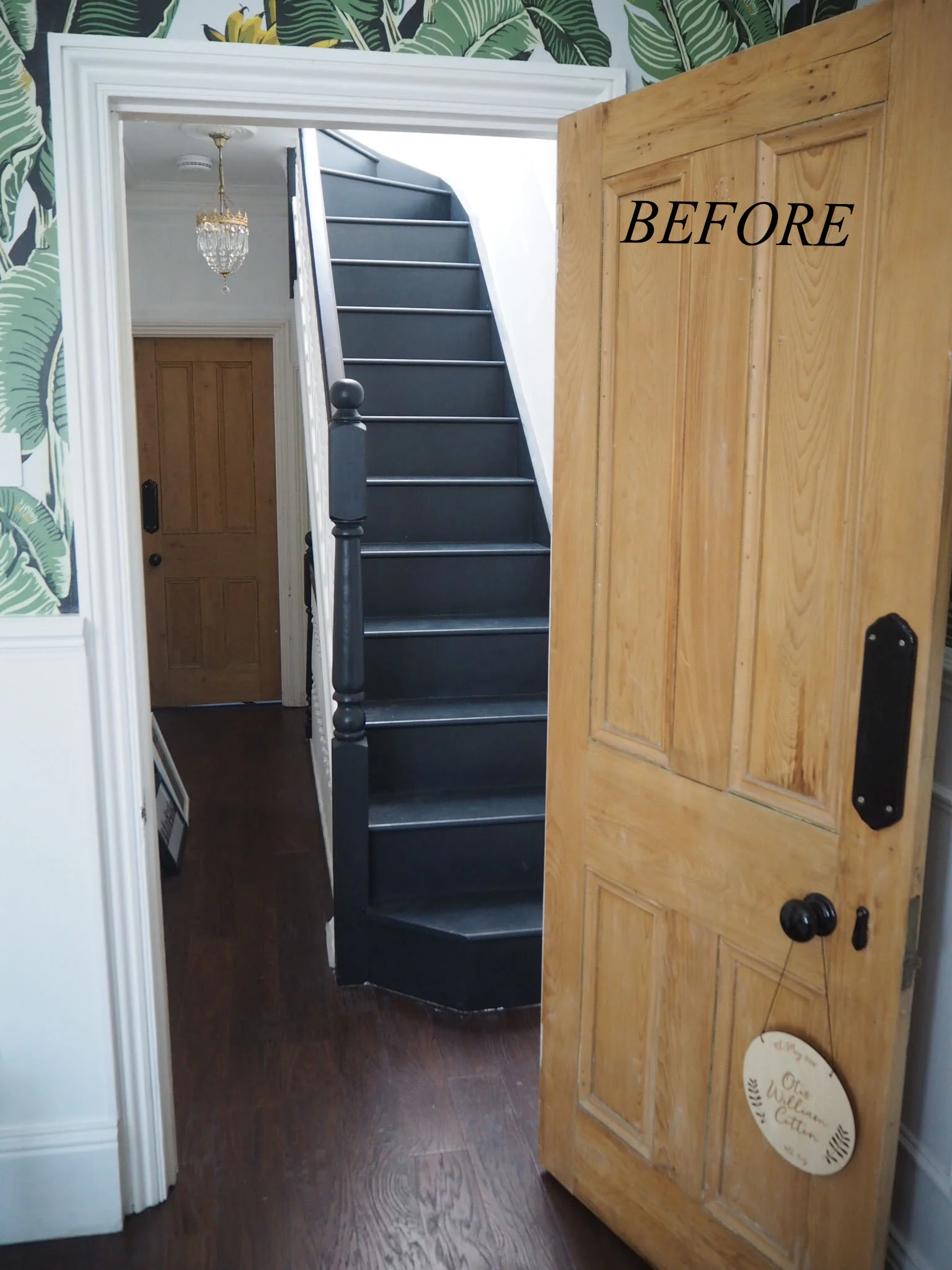 The second set of stairs leading to the loft bedrooms. 