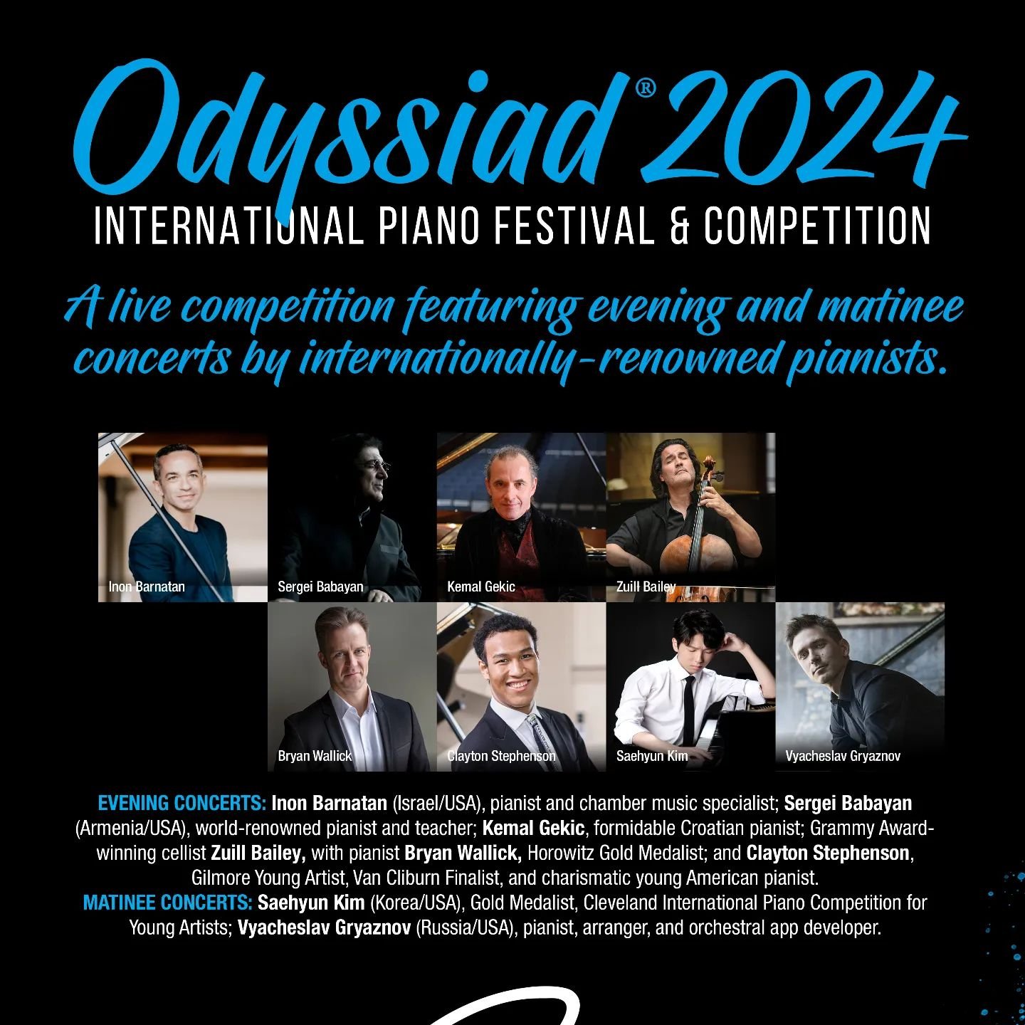 Enjoy five evening concerts &amp; two matinee concerts featuring some of the most distinguished and trailblazing keyboard virtuosos and specialists of our time, including several in the pantheon of all-time great pianists and teachers!

Tickets on sa