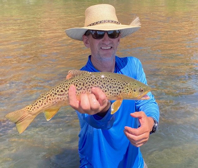 Youth Brook Trout Pattern Patch Hat - Wyoming Fly Fishing Hat Brown