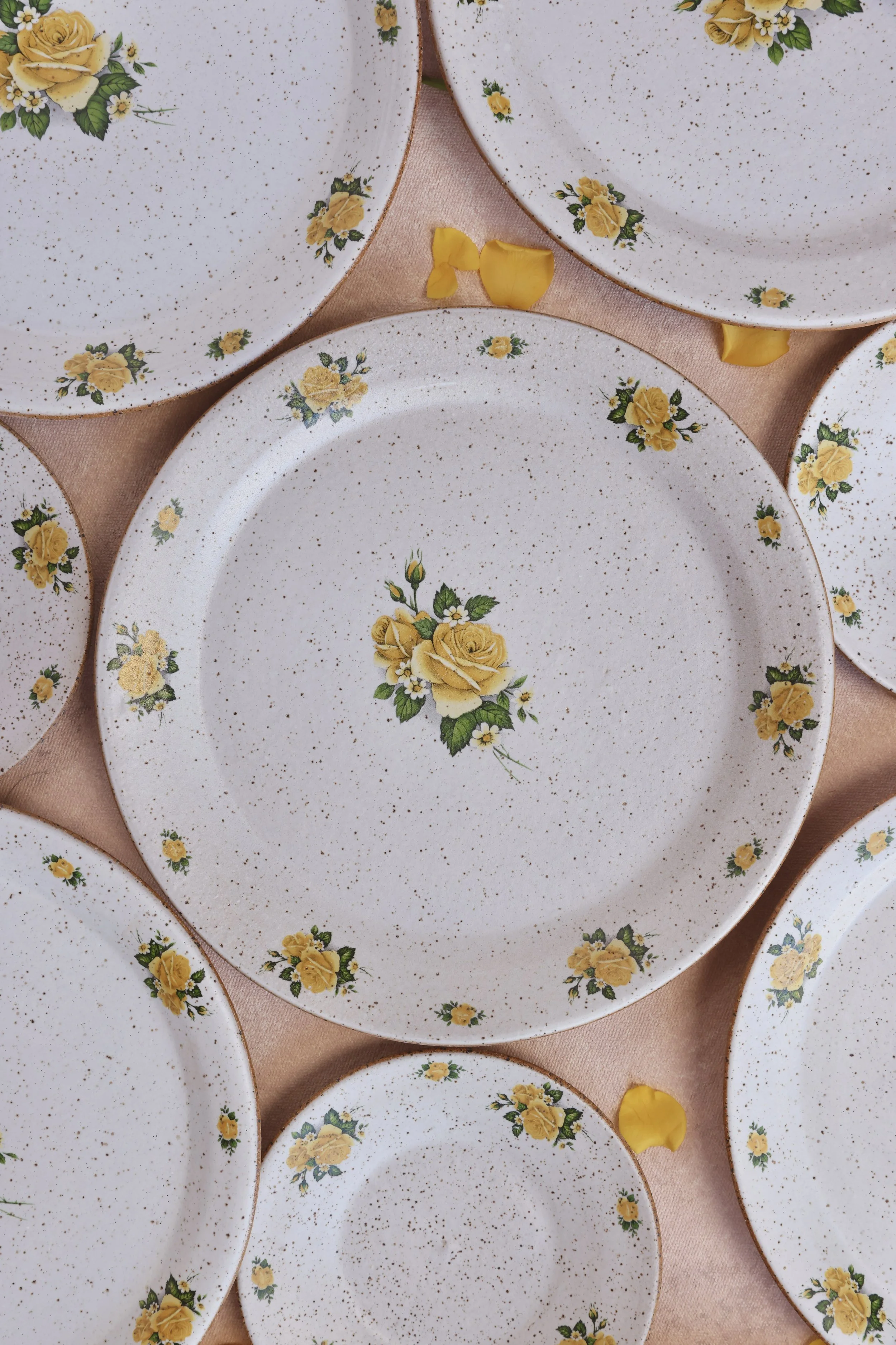 Yellow Rose Vintage Style Dinner Plates