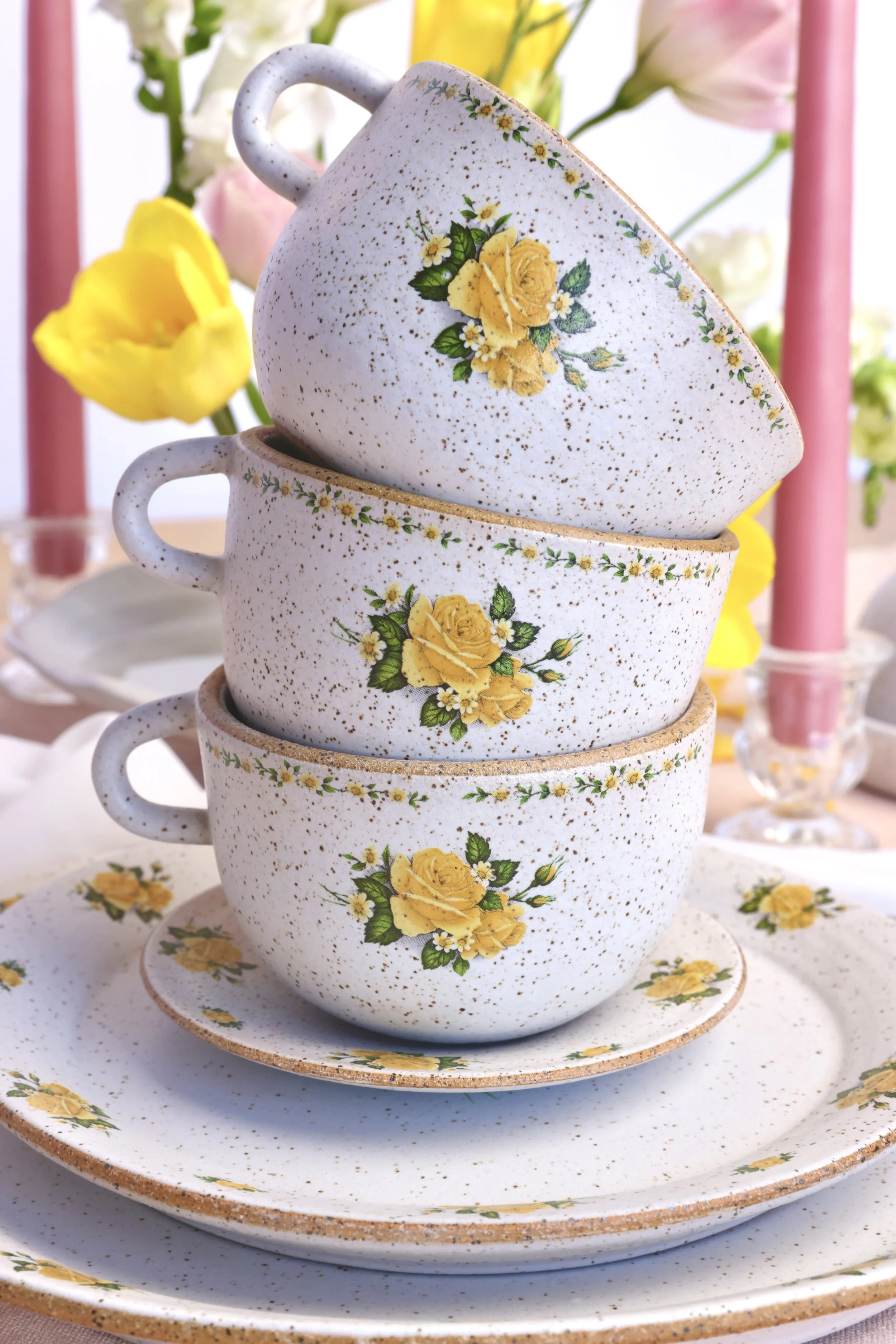Yellow Rose Tea cups